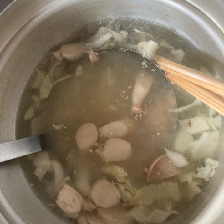 スープジャーレシピ♪キャベツとエリンギの味噌汁